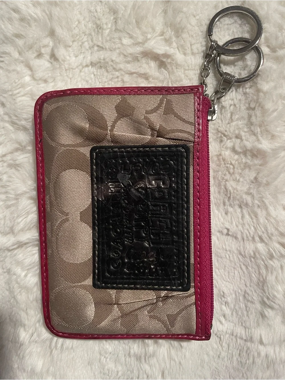 Coach Vintage Poppy Signature Card Holder Key Chain